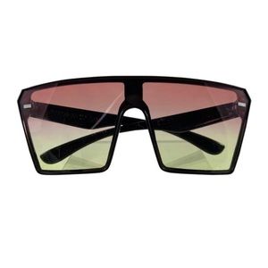 Pink/Yellow Oversized Square Flat Lens sunglasses